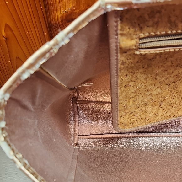 Lilly Pulitzer Tan and Cork Tote Bag with Rose Gold Lining - Picture 7 of 14